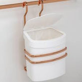 Suporte com Lixeira 2,5 Litros Branca e Rose Gold Para Pendurar Barra - Ela Decora